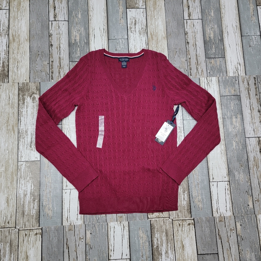 Cable V-Neck Sweater,